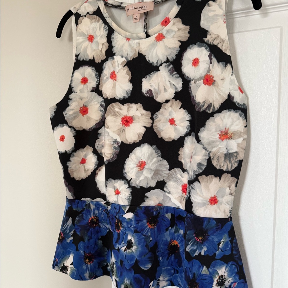 Philosophy Floral Crop Top - Black, White, Blue